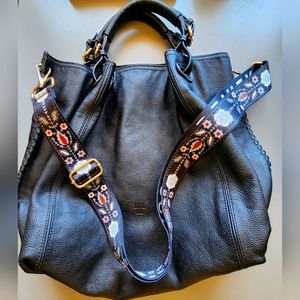 Limited Edition Anna Sui Leather and Satin Hobo Shoulder Bag